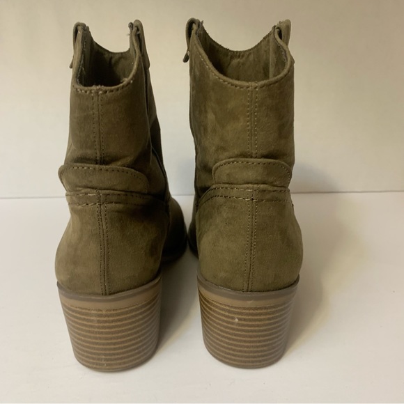 Merona Western Ankle High Wood Stacked Western Cowgirl Heeled Booties Size 7.5 - Picture 4 of 10